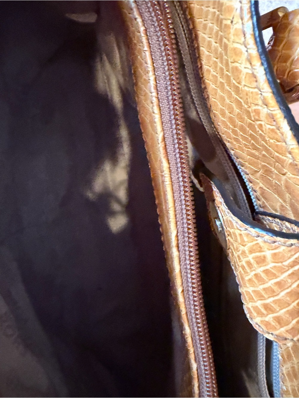 Michael Kors Yellow Faux-Snakeskin Satchel with Top Handles - Picture 6 of 7